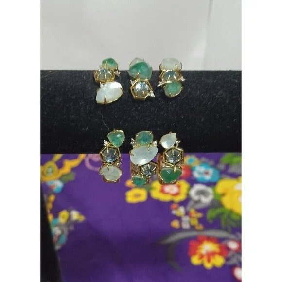 *GOLD RARE VINTAGE ALEXIS BITTAR MOSAIC LUCITE HINGED BRACELET CUFF 14K RHODIUM - Picture 7 of 9